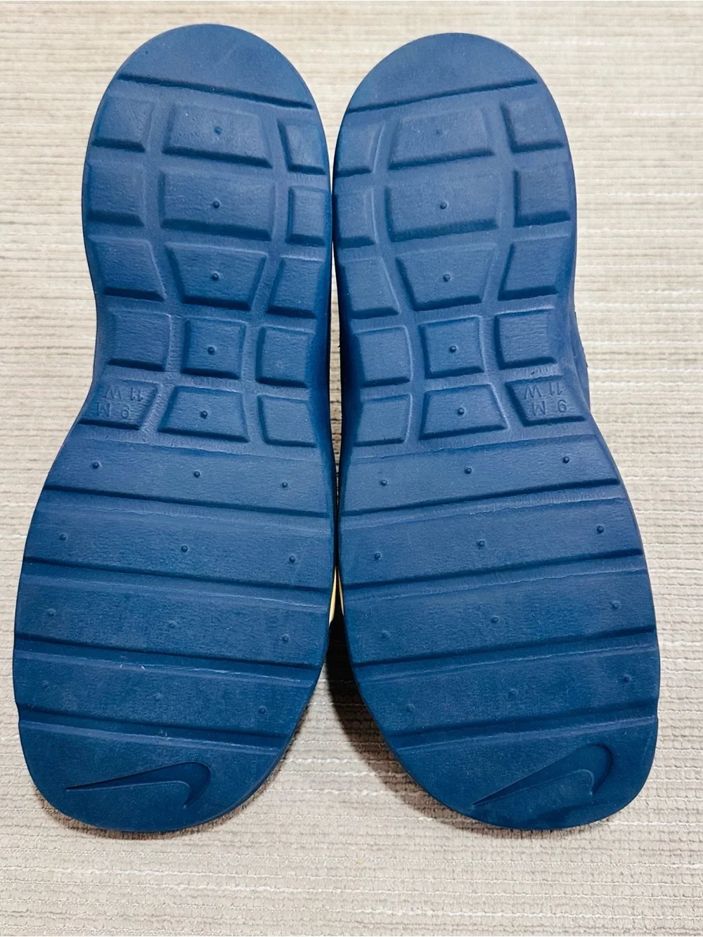 Vintage Nike Slides Y2K Navy Blue Grey Yellow Swoosh Men's 9 / Women's 11 Rare